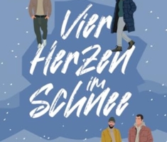 Vier Herzen im Schnee